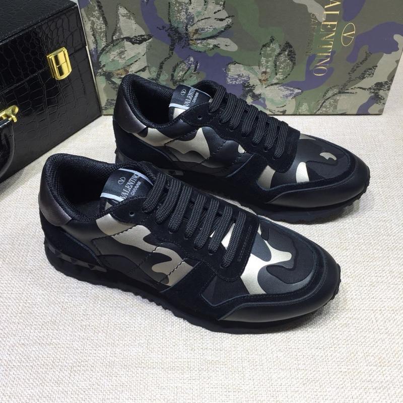 Valentino Perfect Quality Sneakers Black and white camouflage details with black sole MS071435