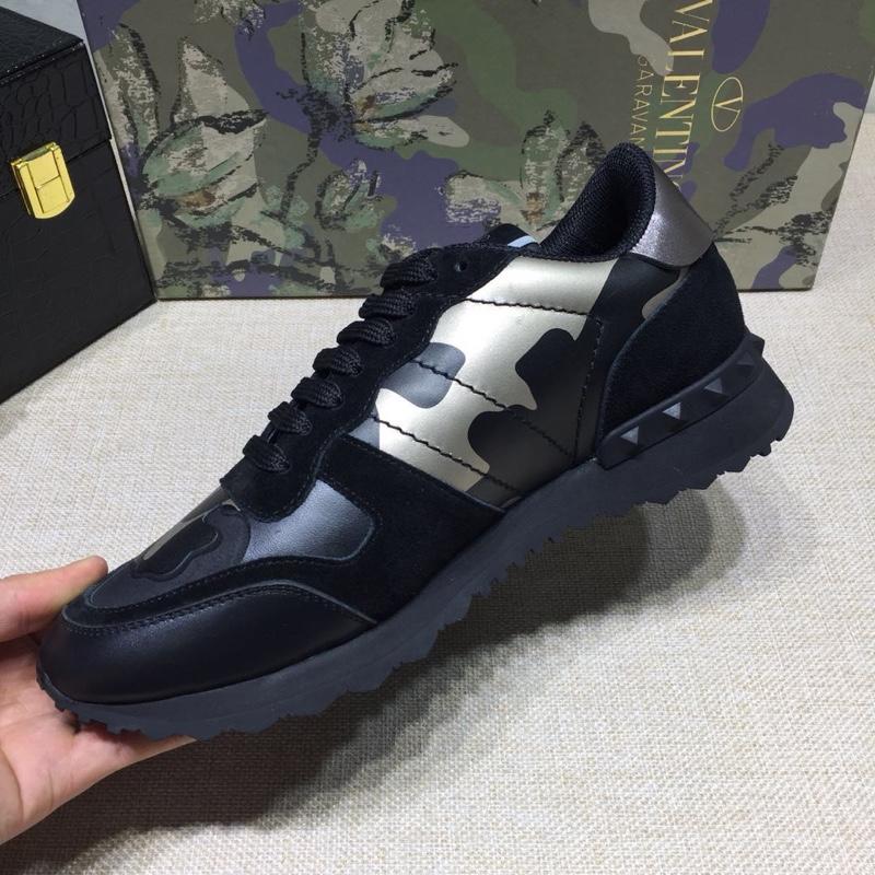 Valentino Perfect Quality Sneakers Black and white camouflage details with black sole MS071435