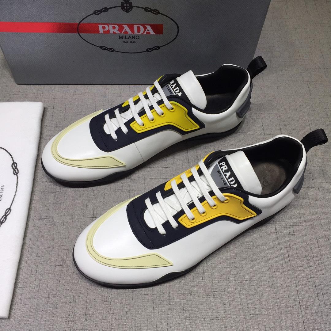 Prada Perfect Quality Sneakers White and yellow details with black sole MS071250