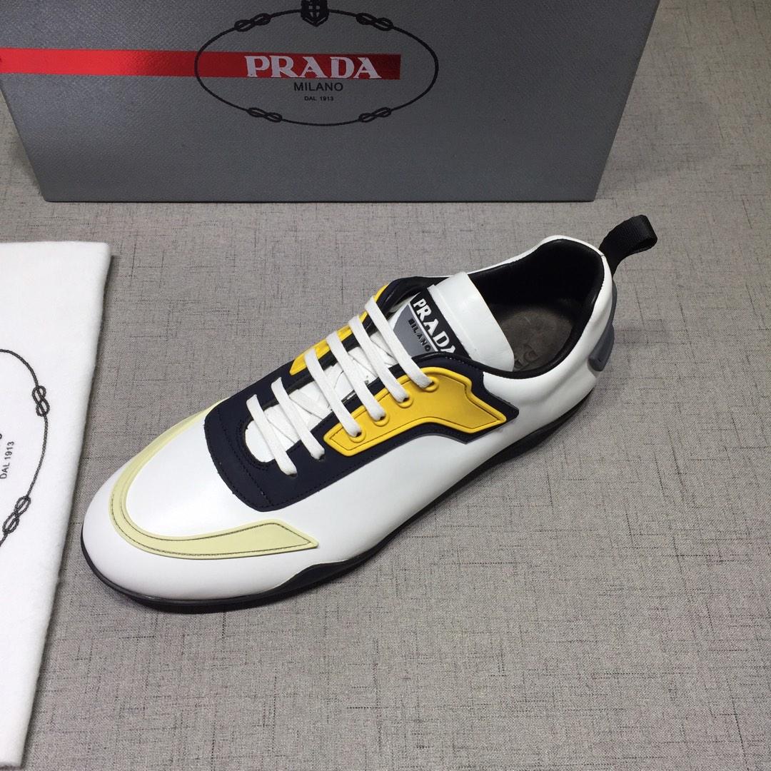 Prada Perfect Quality Sneakers White and yellow details with black sole MS071250