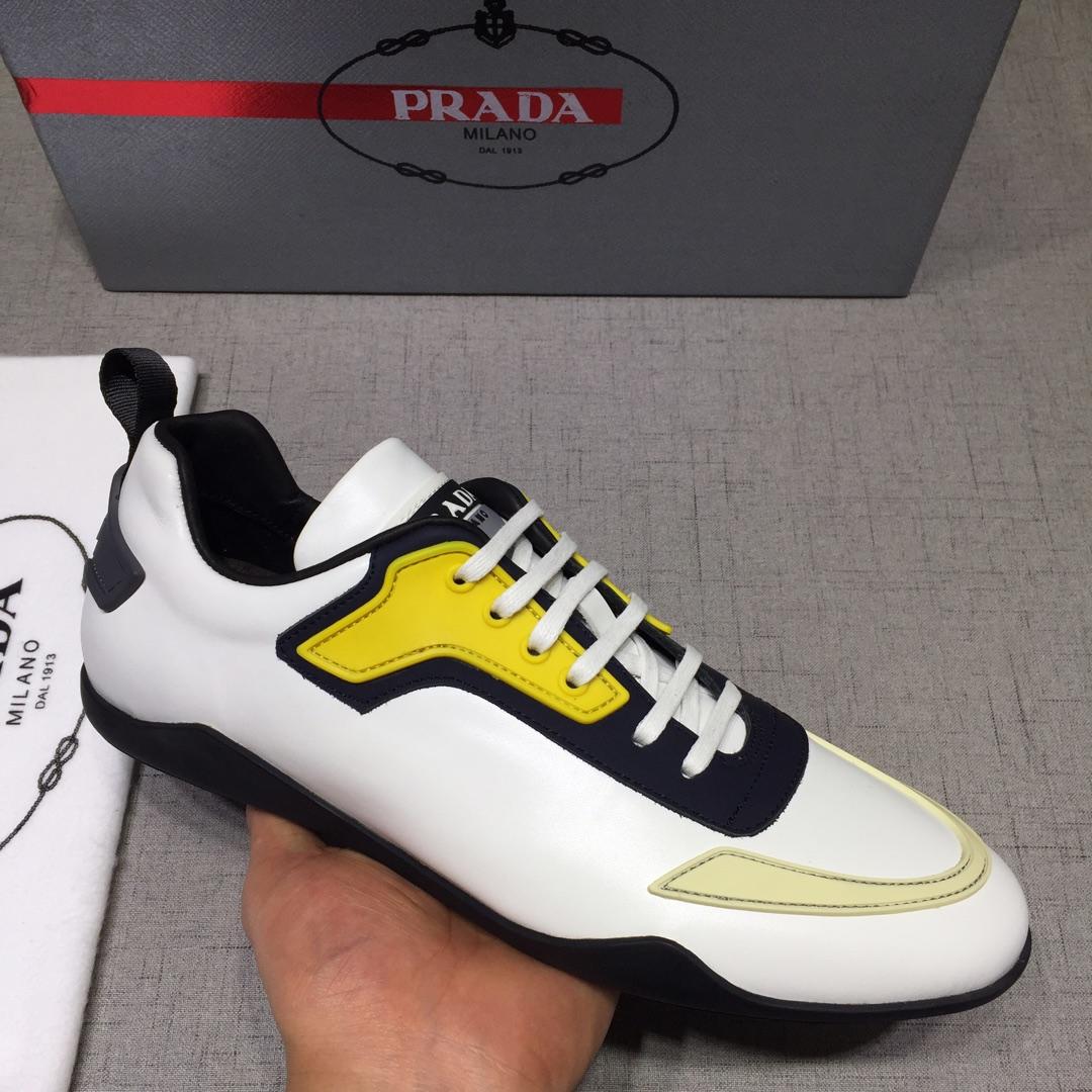 Prada Perfect Quality Sneakers White and yellow details with black sole MS071250