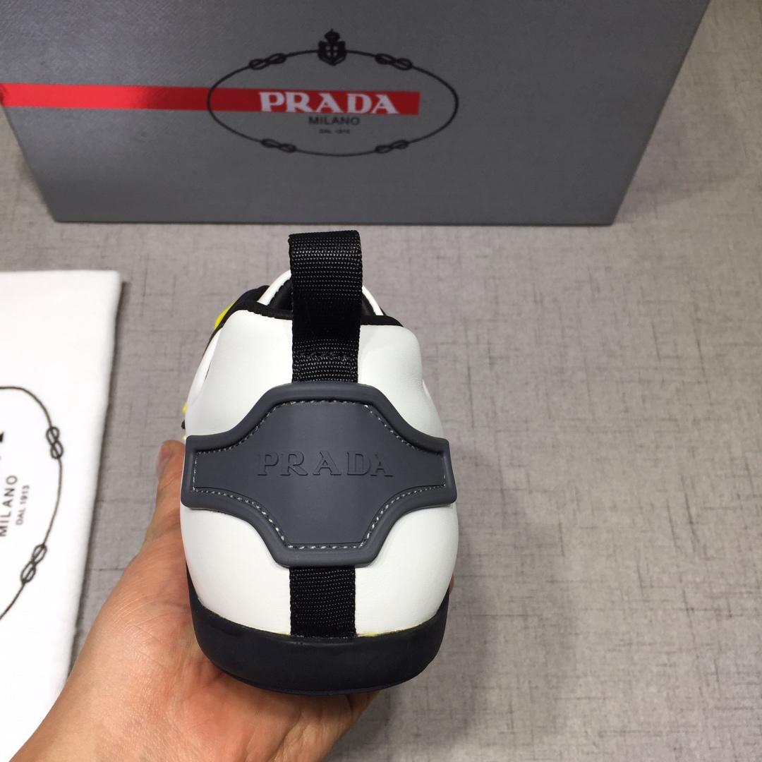 Prada Perfect Quality Sneakers White and yellow details with black sole MS071250