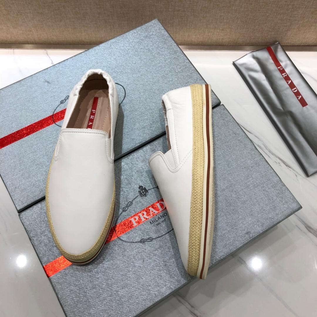 Prada Perfect Quality Sneakers White and straw soles MS071268