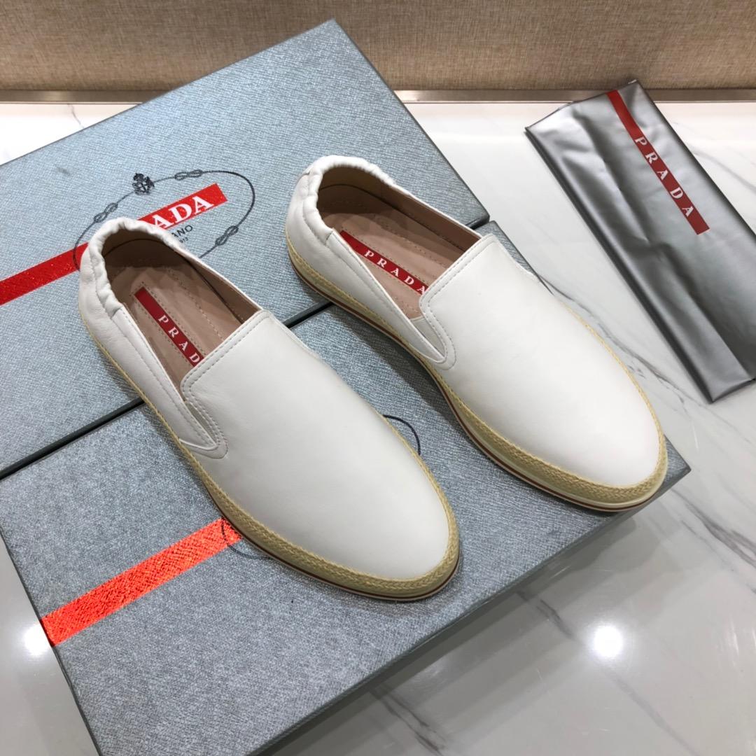 Prada Perfect Quality Sneakers White and straw soles MS071268