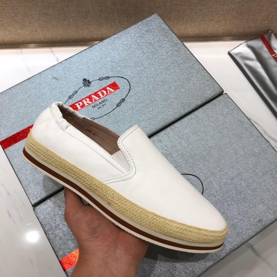 Prada Perfect Quality Sneakers White and straw soles MS071268