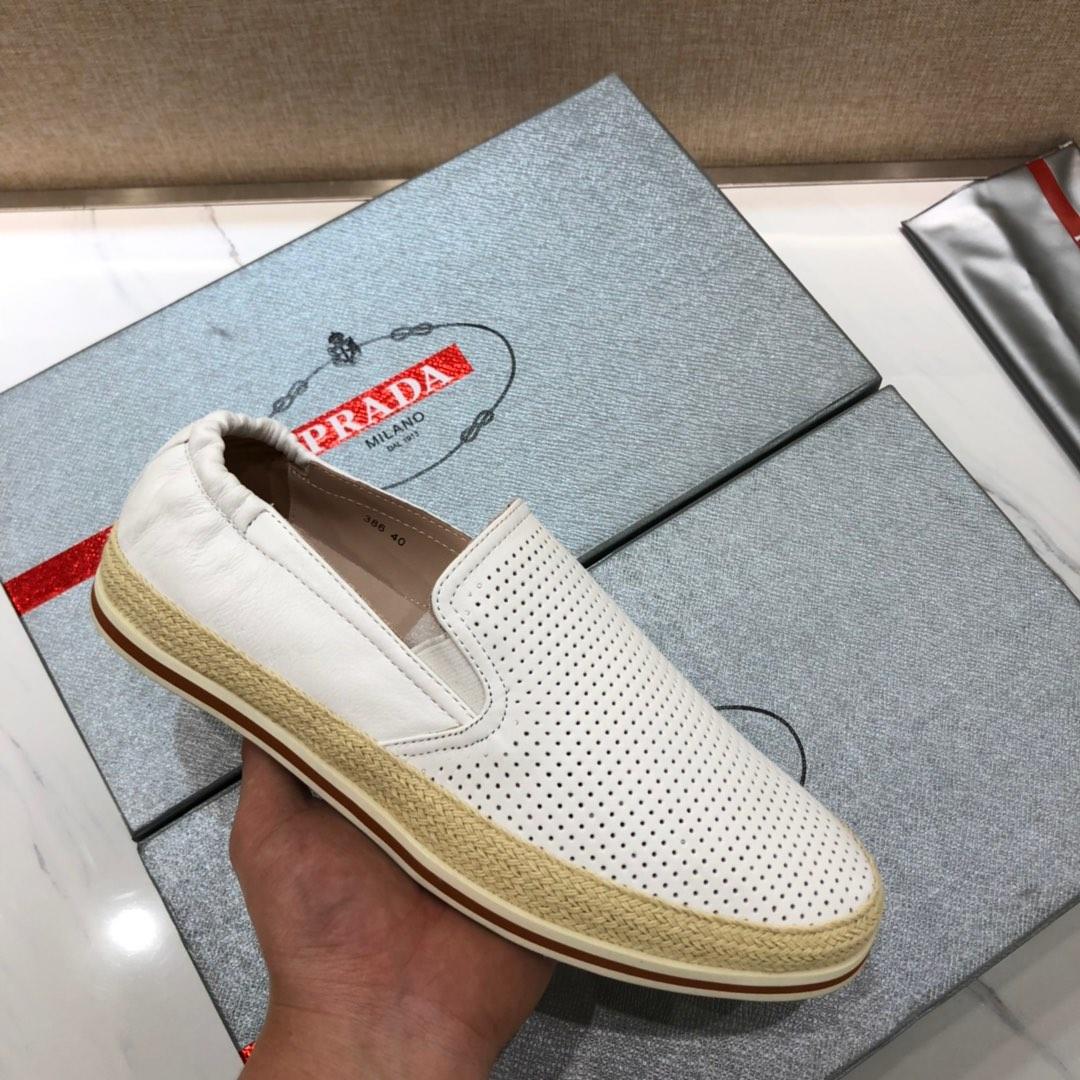 Prada Perfect Quality Sneakers White and straw soles MS071265