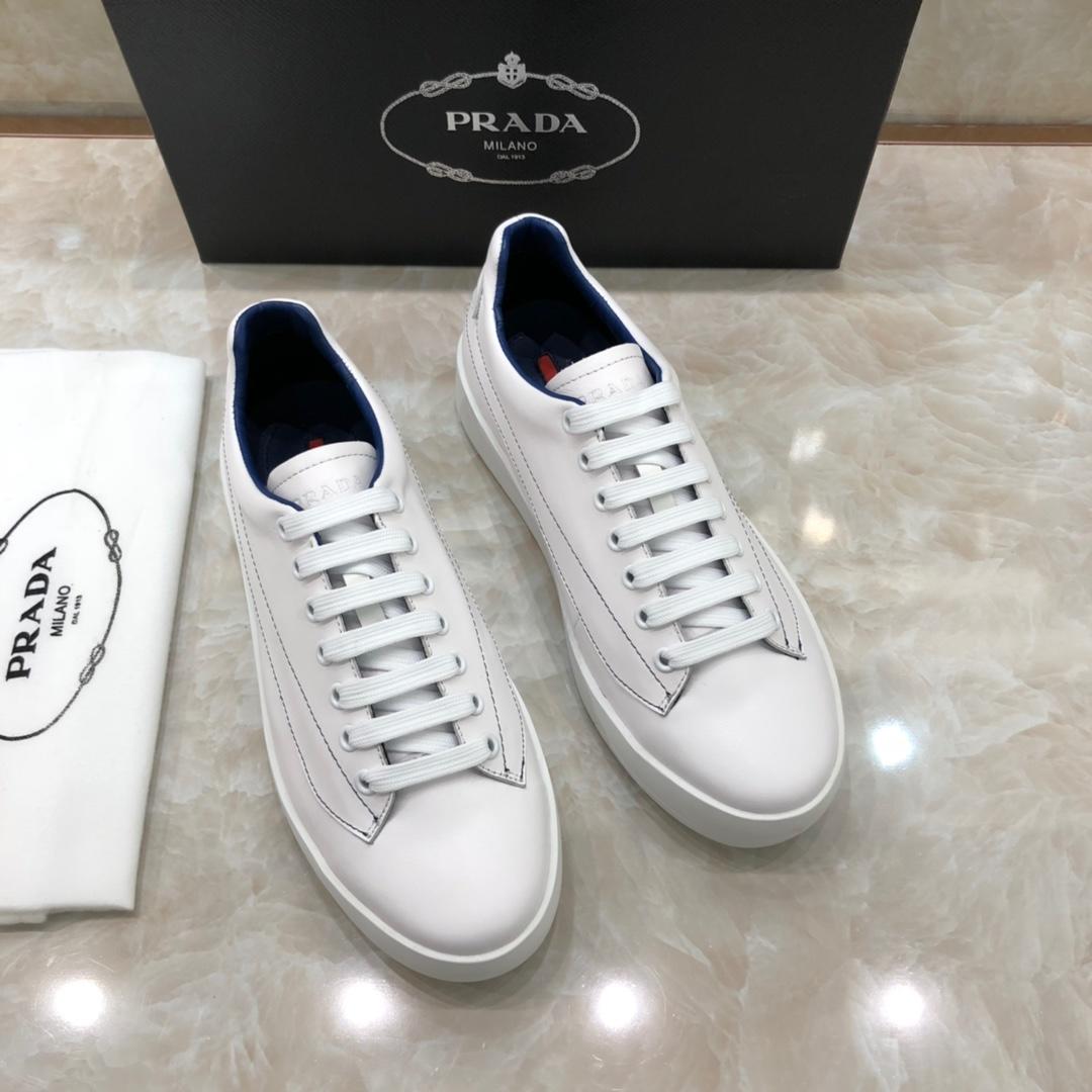 Prada Perfect Quality Sneakers White and stitching details with white sole MS071243