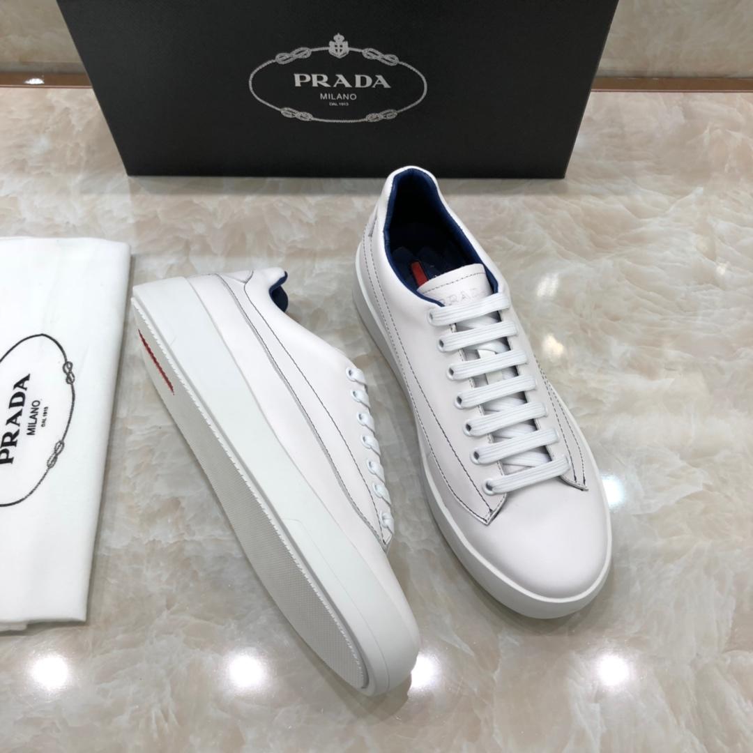 Prada Perfect Quality Sneakers White and stitching details with white sole MS071243