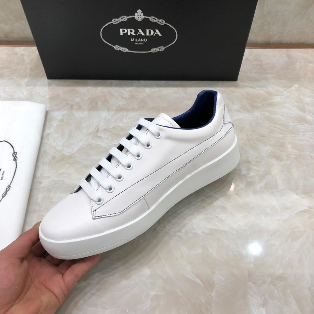 Prada Perfect Quality Sneakers White and stitching details with white sole MS071243