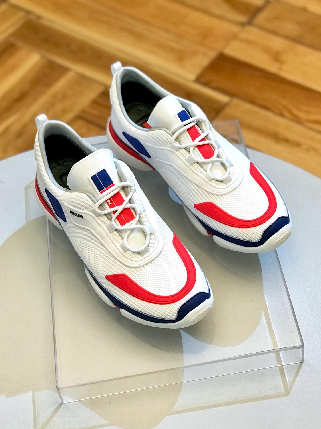 Prada Perfect Quality Sneakers White and red details with white sole MS071301