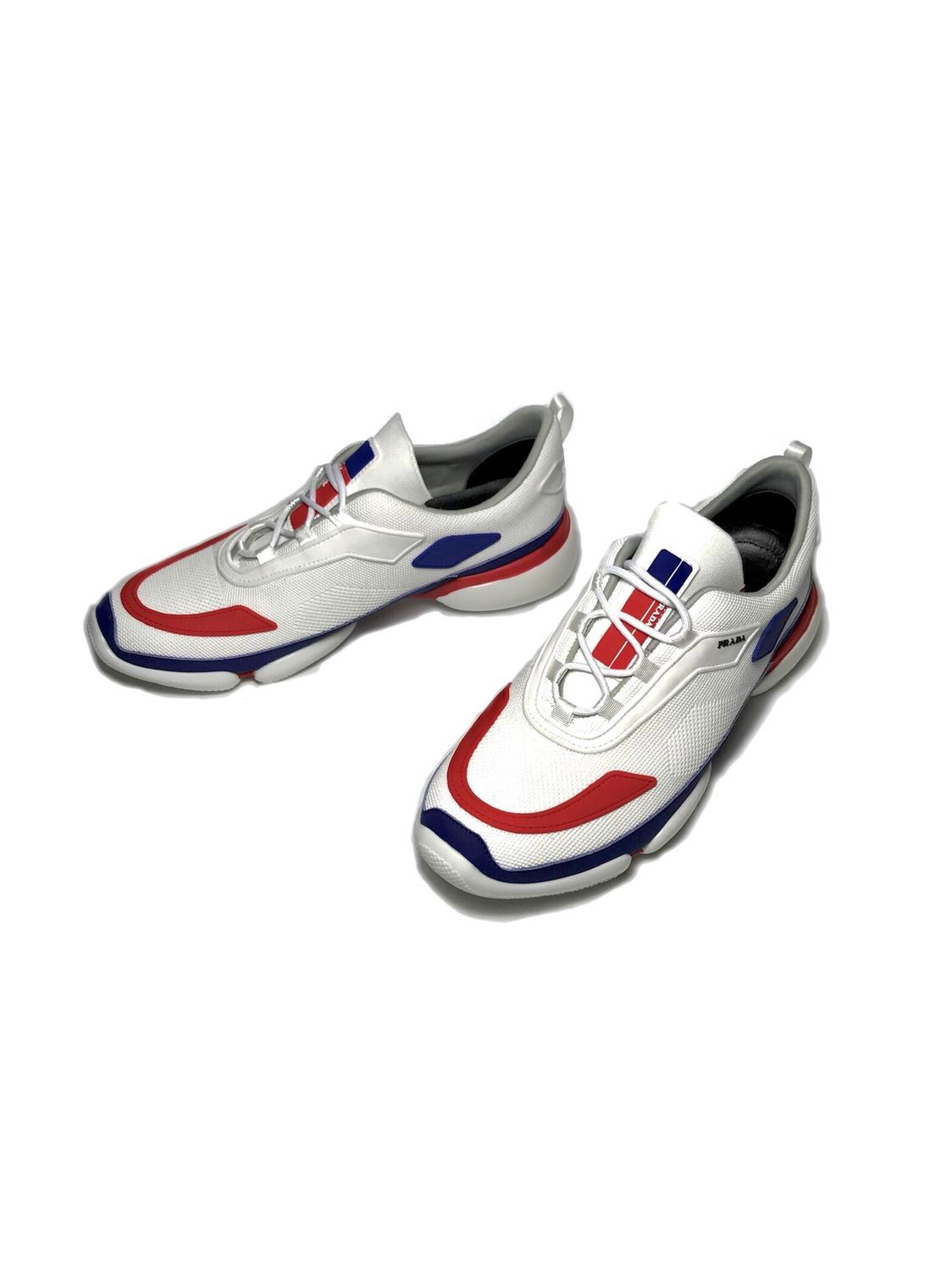 Prada Perfect Quality Sneakers White and red details with white sole MS071301