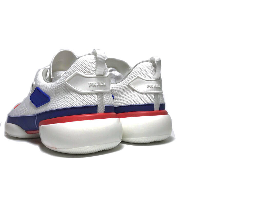 Prada Perfect Quality Sneakers White and red details with white sole MS071301