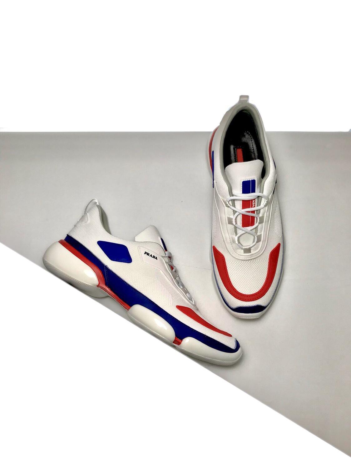 Prada Perfect Quality Sneakers White and red details with white sole MS071301