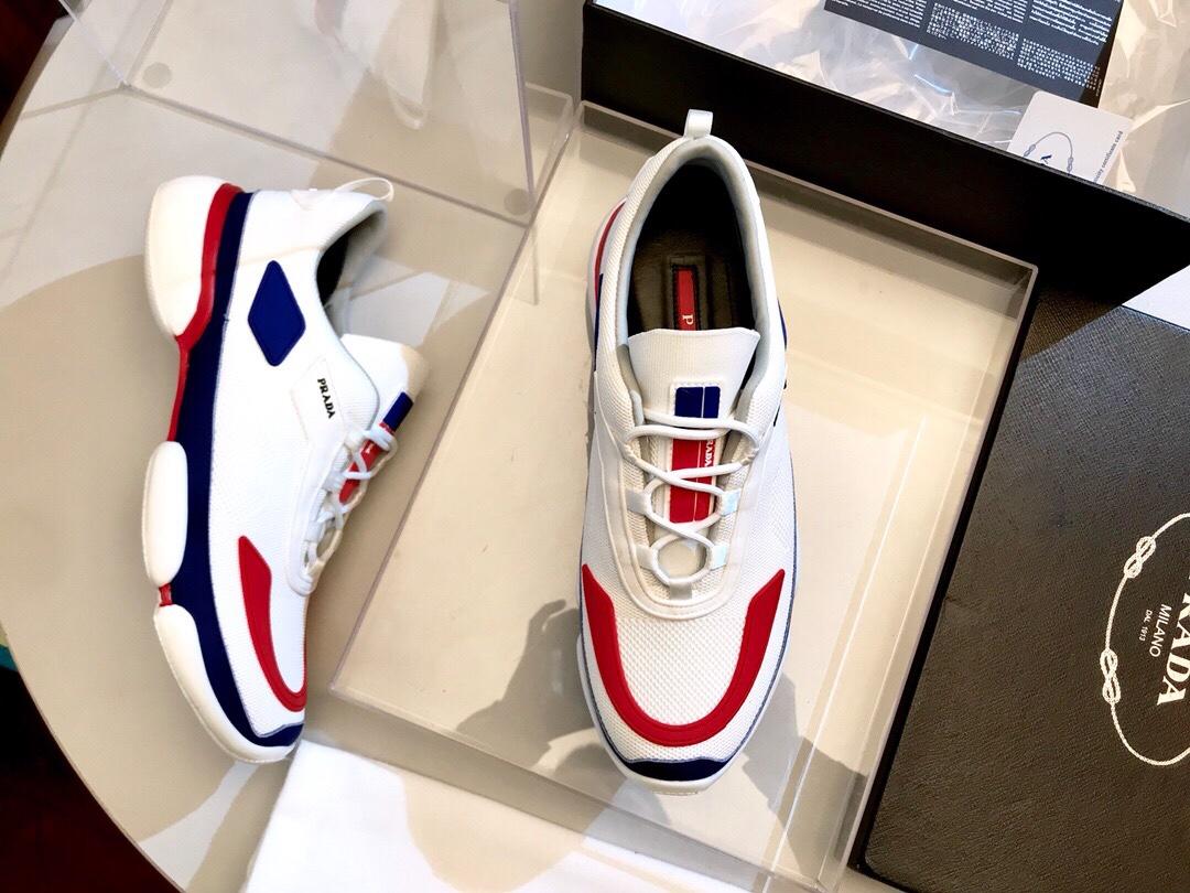 Prada Perfect Quality Sneakers White and red details with white sole MS071301