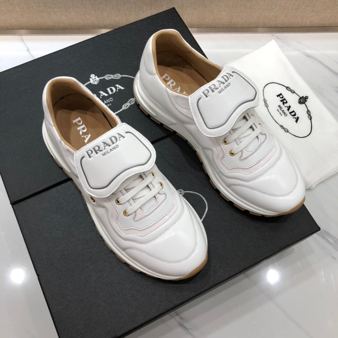 Prada Perfect Quality Sneakers White and Prada printed tongue with white sole MS071235