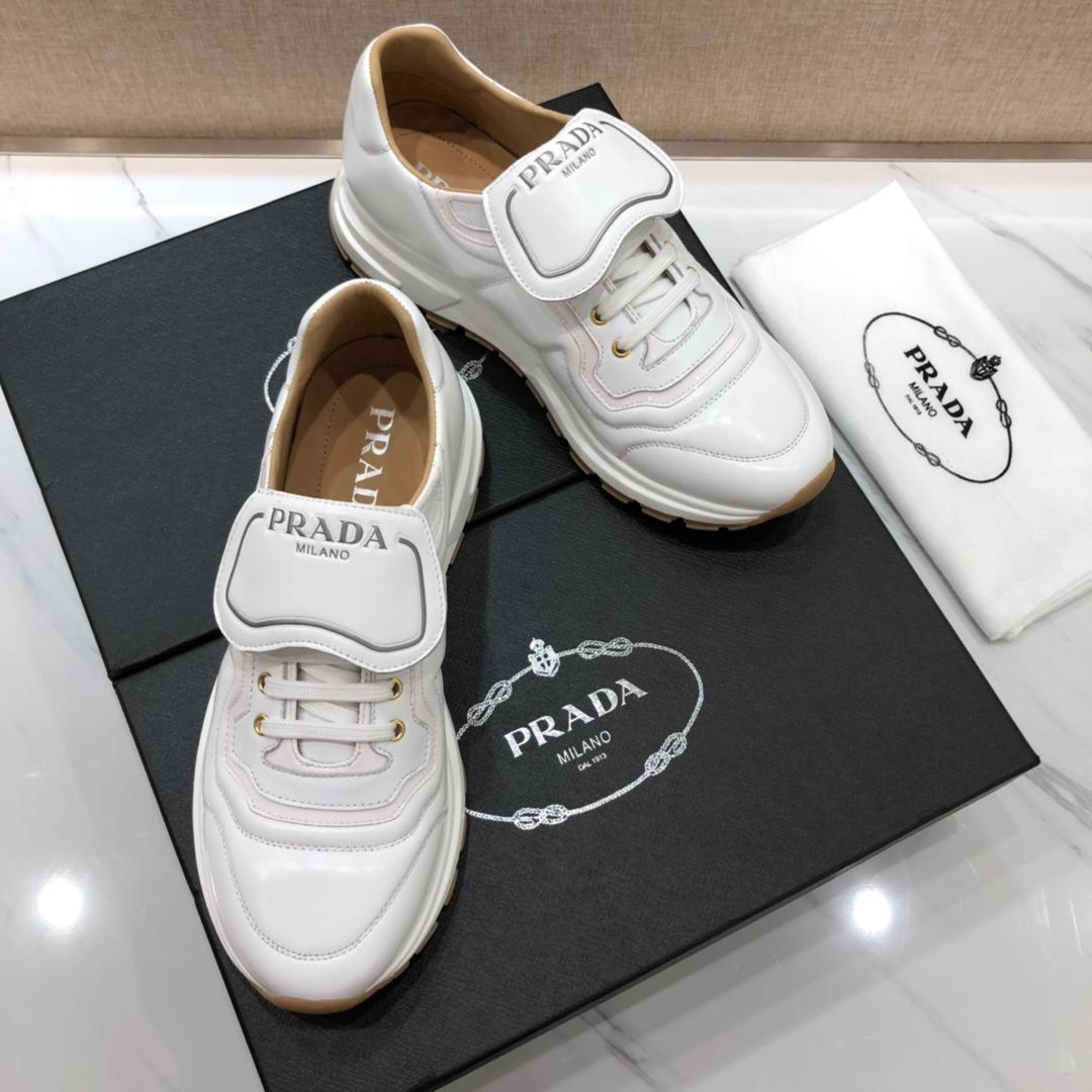 Prada Perfect Quality Sneakers White and Prada printed tongue with white sole MS071235