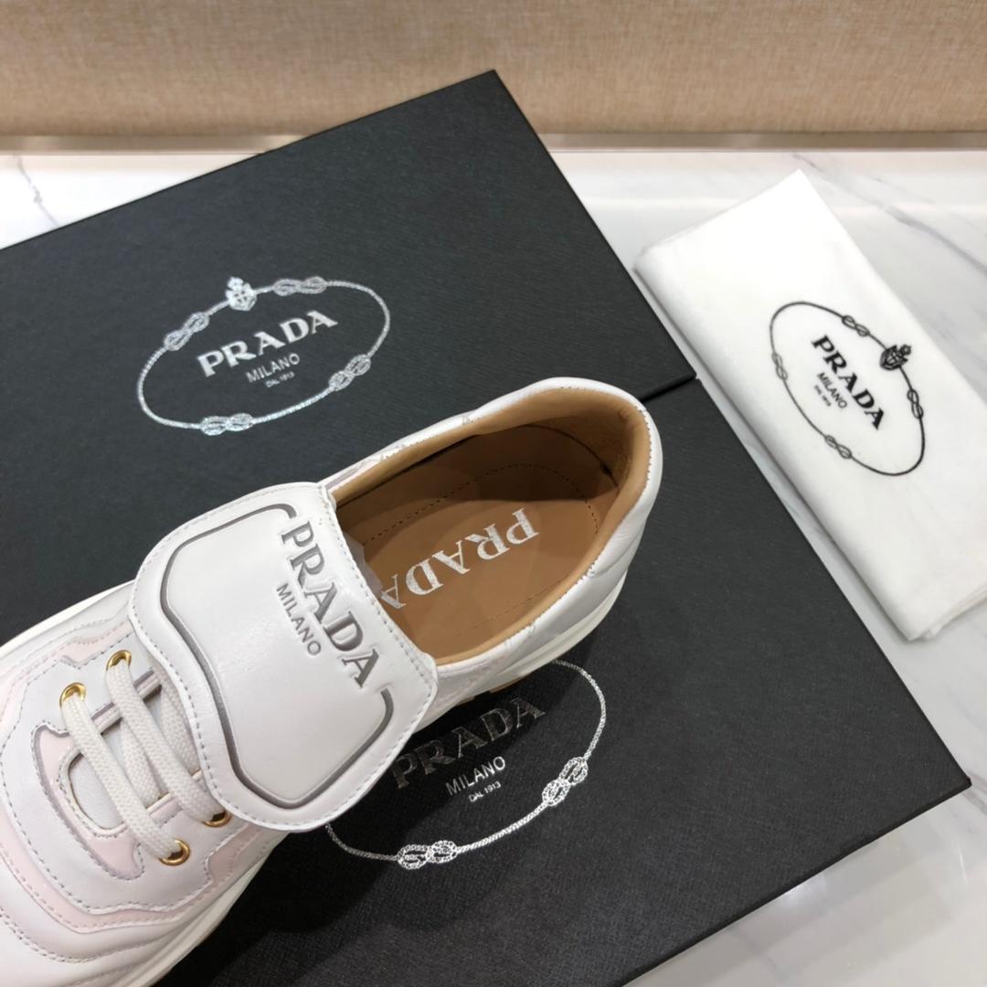 Prada Perfect Quality Sneakers White and Prada printed tongue with white sole MS071235