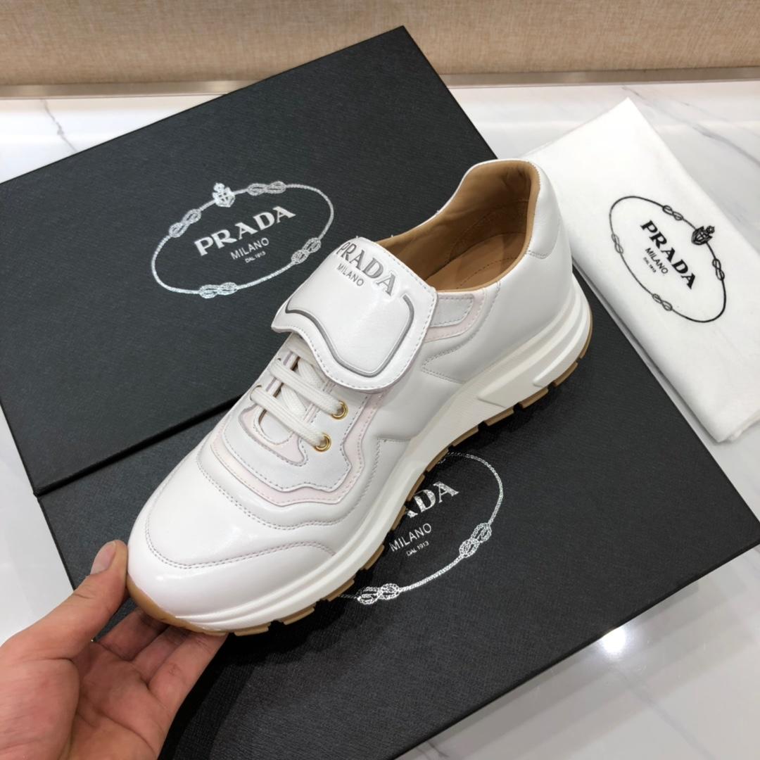 Prada Perfect Quality Sneakers White and Prada printed tongue with white sole MS071235