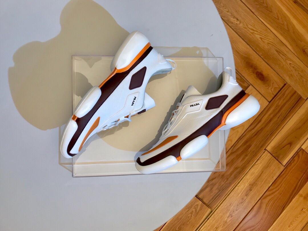 Prada Perfect Quality Sneakers White and orange details with white sole MS071302
