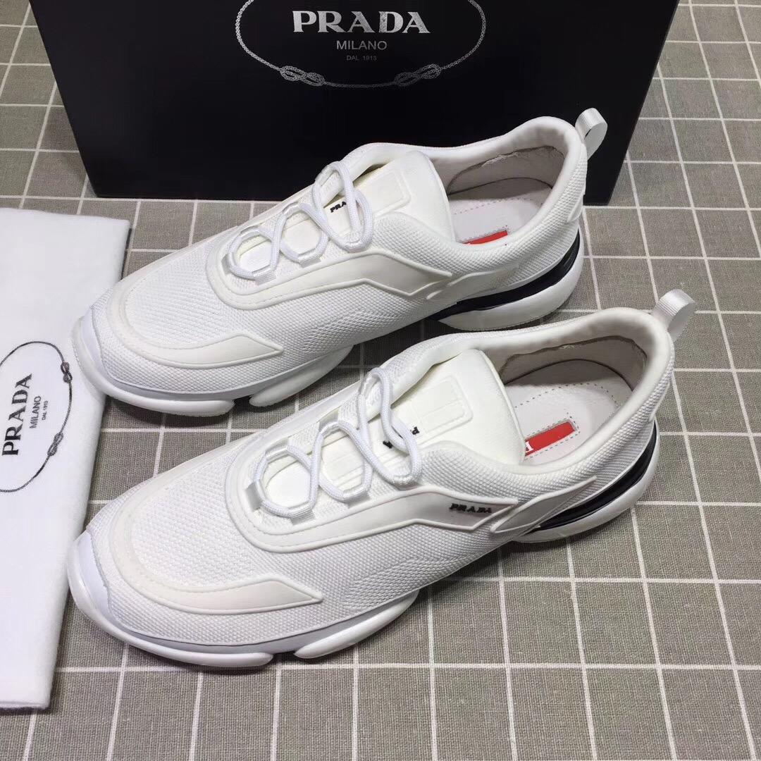 Prada Perfect Quality Sneakers White and black Prada patch with white sole MS071253