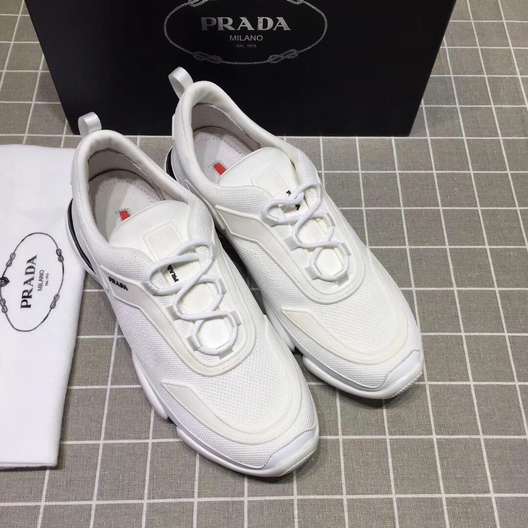 Prada Perfect Quality Sneakers White and black Prada patch with white sole MS071253