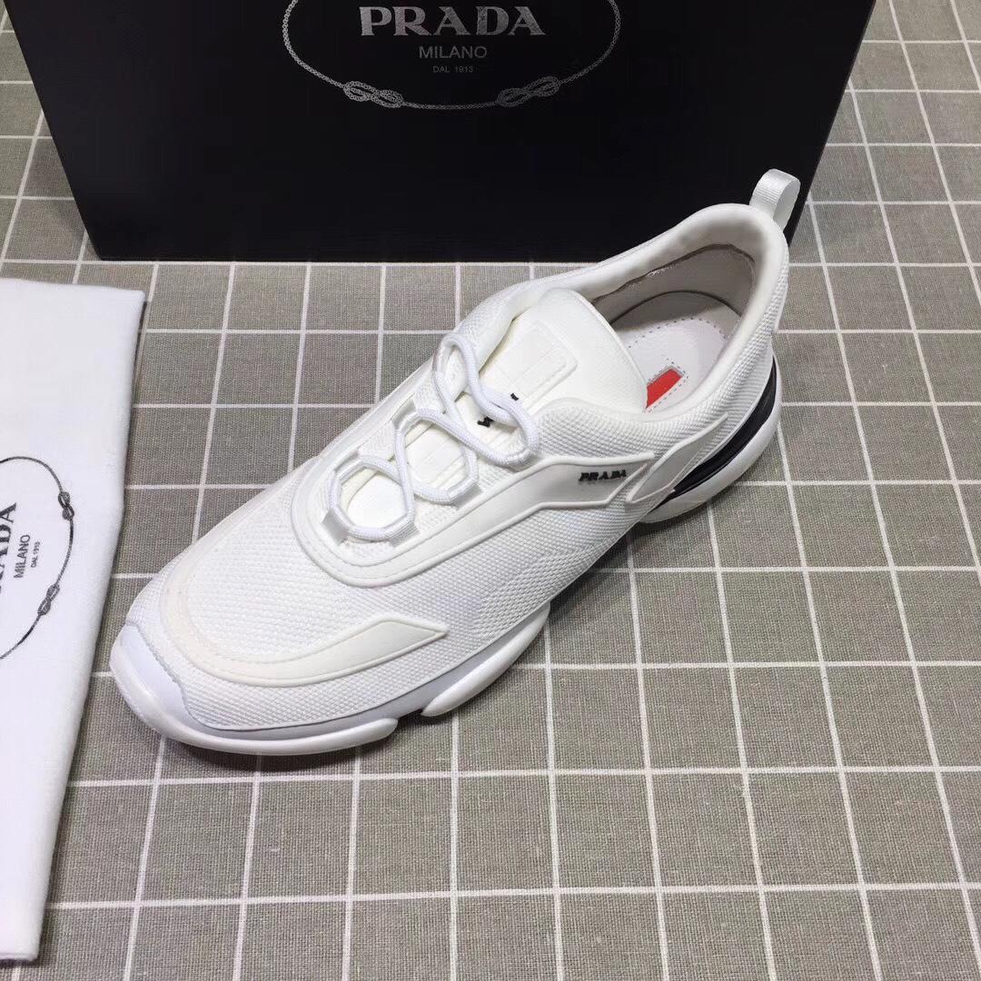 Prada Perfect Quality Sneakers White and black Prada patch with white sole MS071253