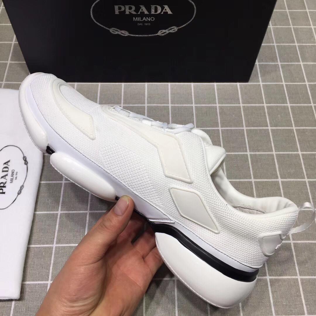 Prada Perfect Quality Sneakers White and black Prada patch with white sole MS071253