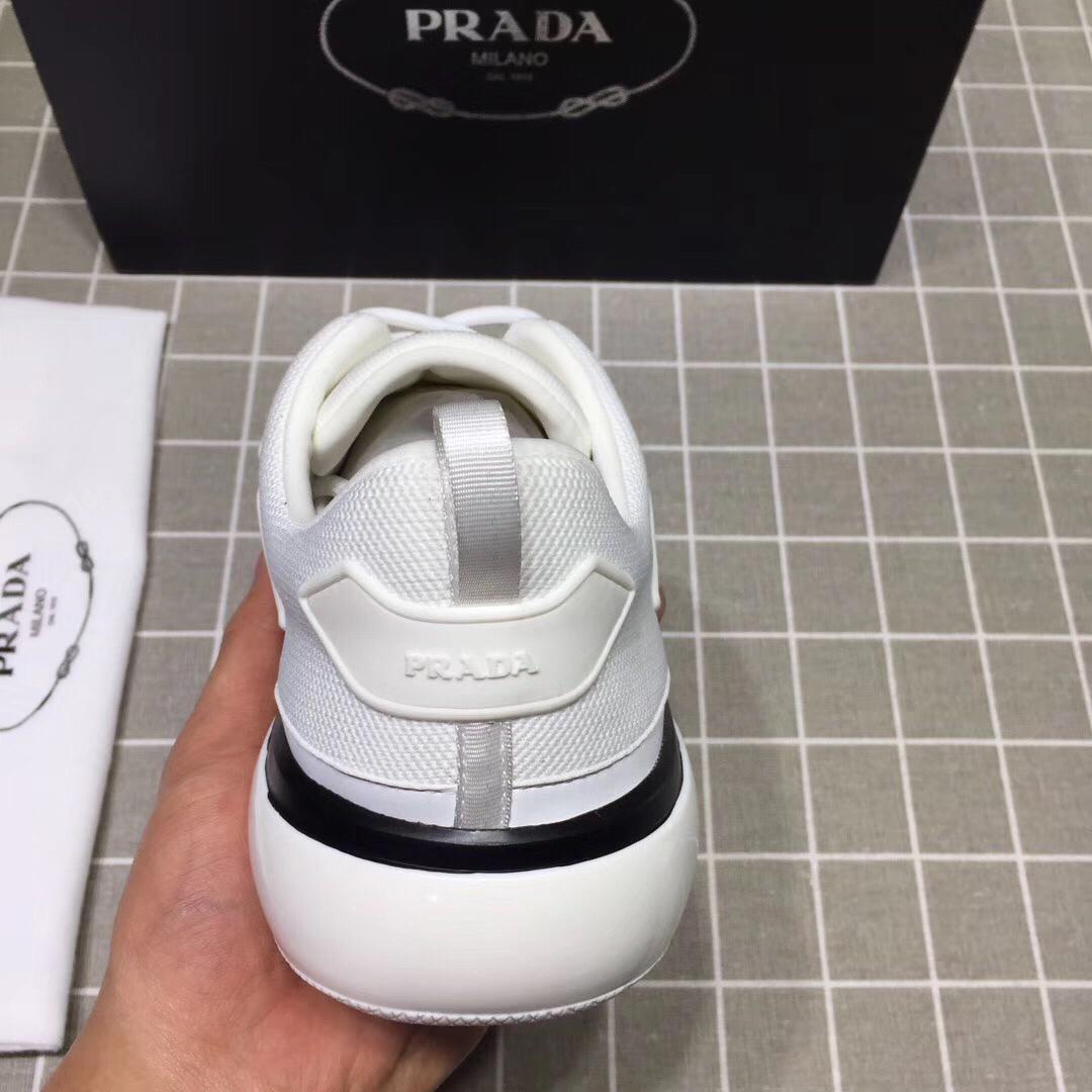 Prada Perfect Quality Sneakers White and black Prada patch with white sole MS071253