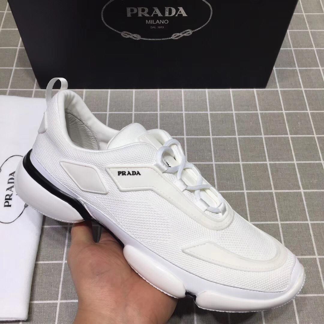 Prada Perfect Quality Sneakers White and black Prada patch with white sole MS071253