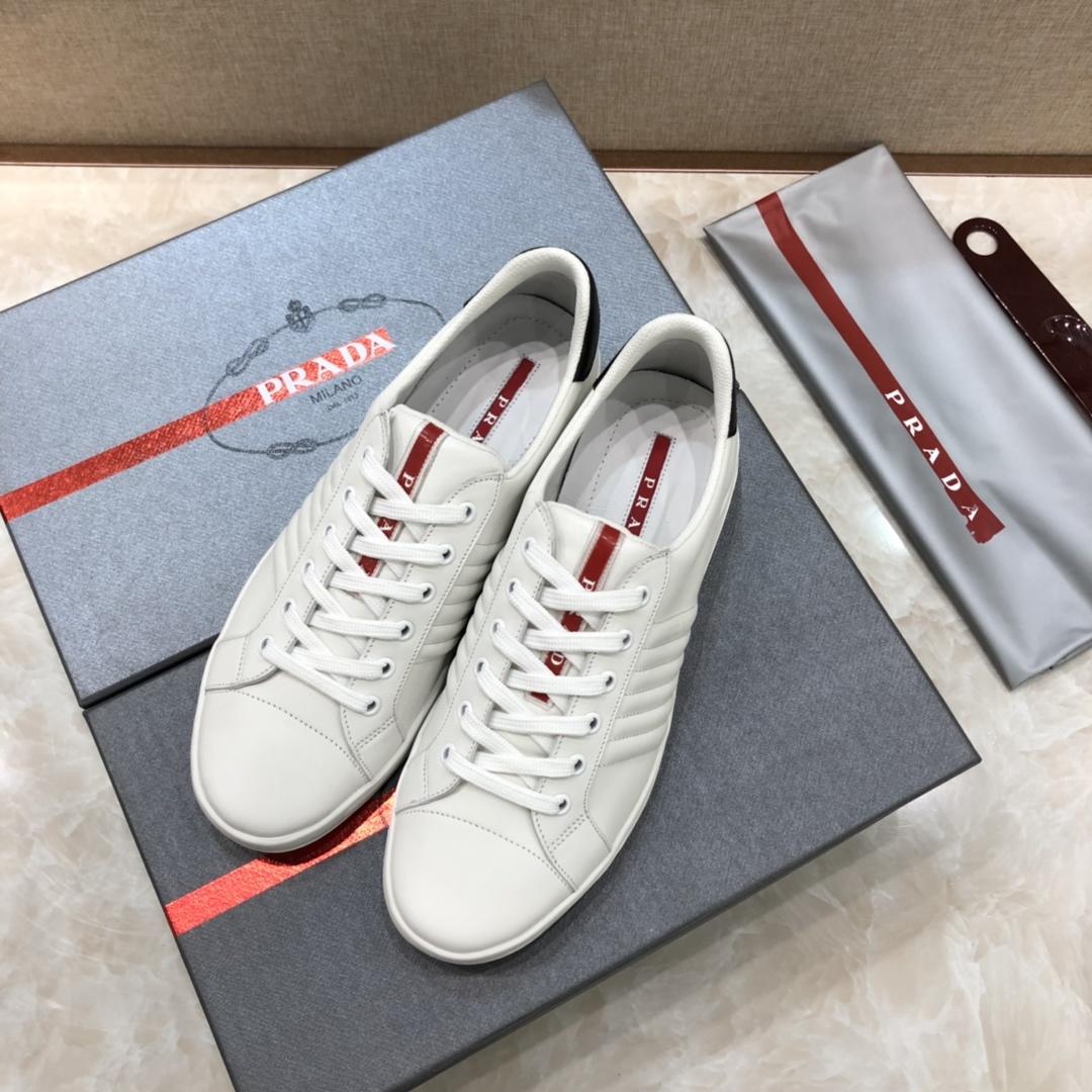 Prada Perfect Quality Sneakers White and 3D line decoration with white sole MS071261