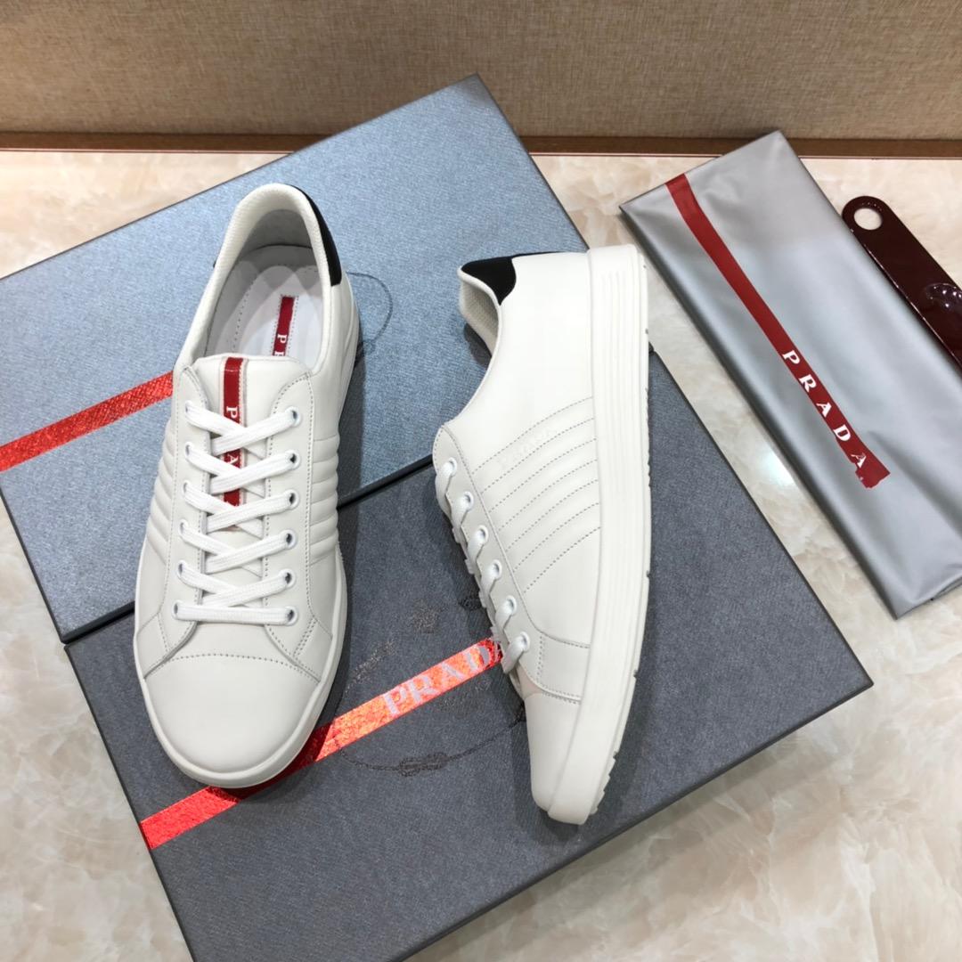 Prada Perfect Quality Sneakers White and 3D line decoration with white sole MS071261