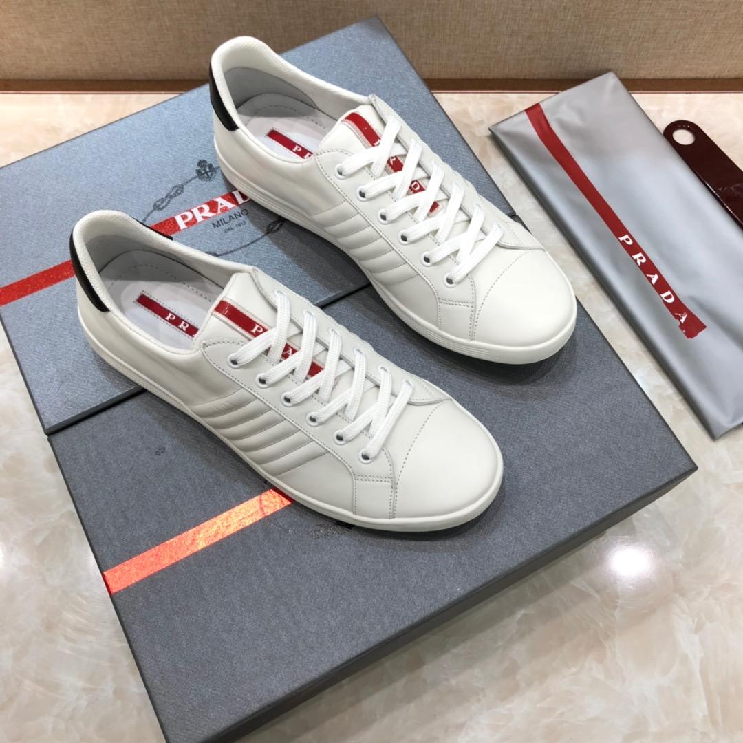 Prada Perfect Quality Sneakers White and 3D line decoration with white sole MS071261