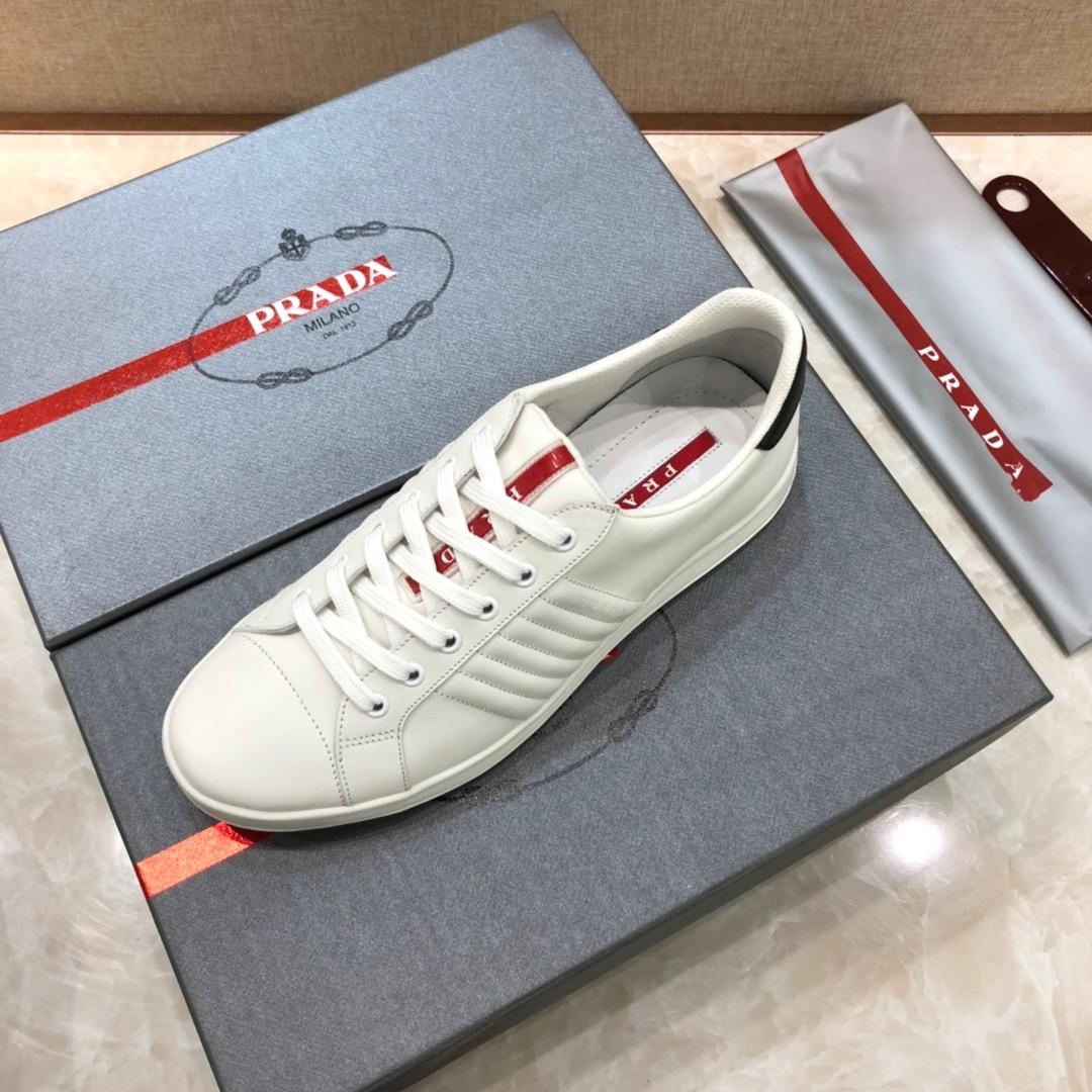 Prada Perfect Quality Sneakers White and 3D line decoration with white sole MS071261