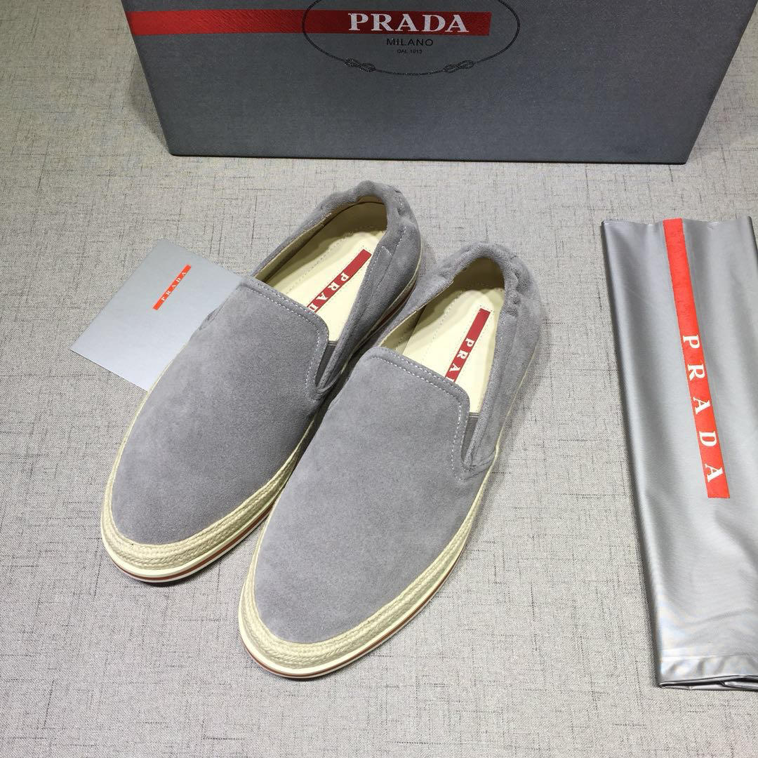 Prada Perfect Quality Sneakers Grey suede and white rubber sole MS071271