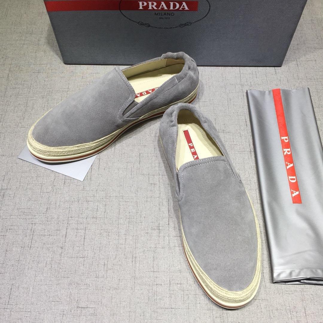 Prada Perfect Quality Sneakers Grey suede and white rubber sole MS071271