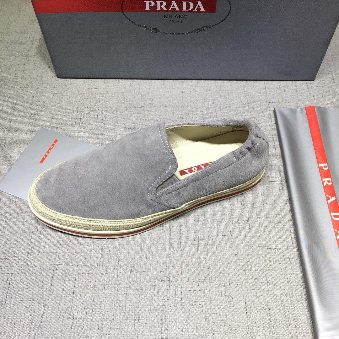 Prada Perfect Quality Sneakers Grey suede and white rubber sole MS071271