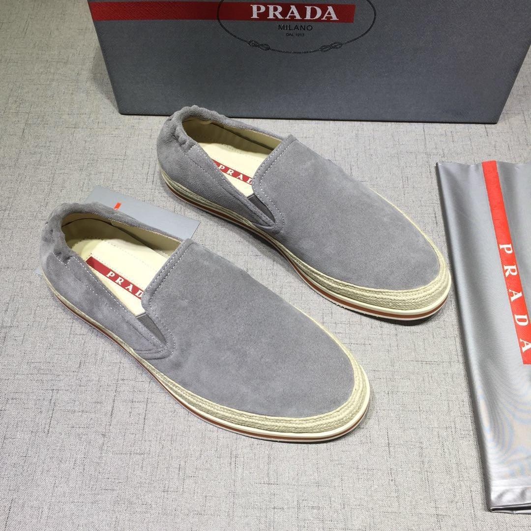 Prada Perfect Quality Sneakers Grey suede and white rubber sole MS071271