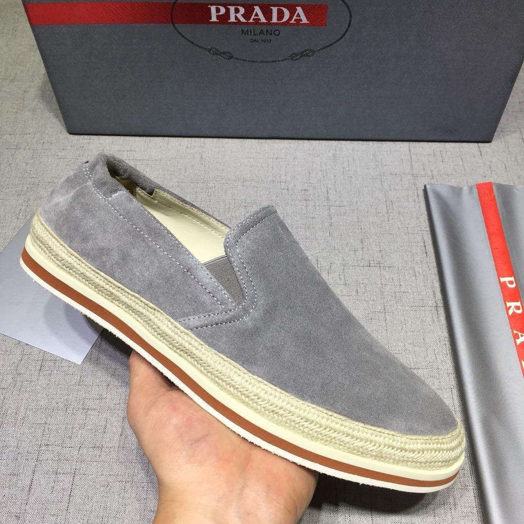 Prada Perfect Quality Sneakers Grey suede and white rubber sole MS071271