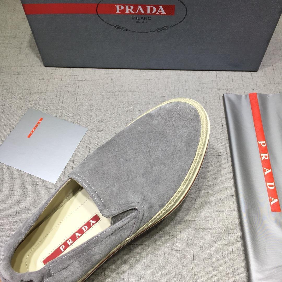 Prada Perfect Quality Sneakers Grey suede and white rubber sole MS071271