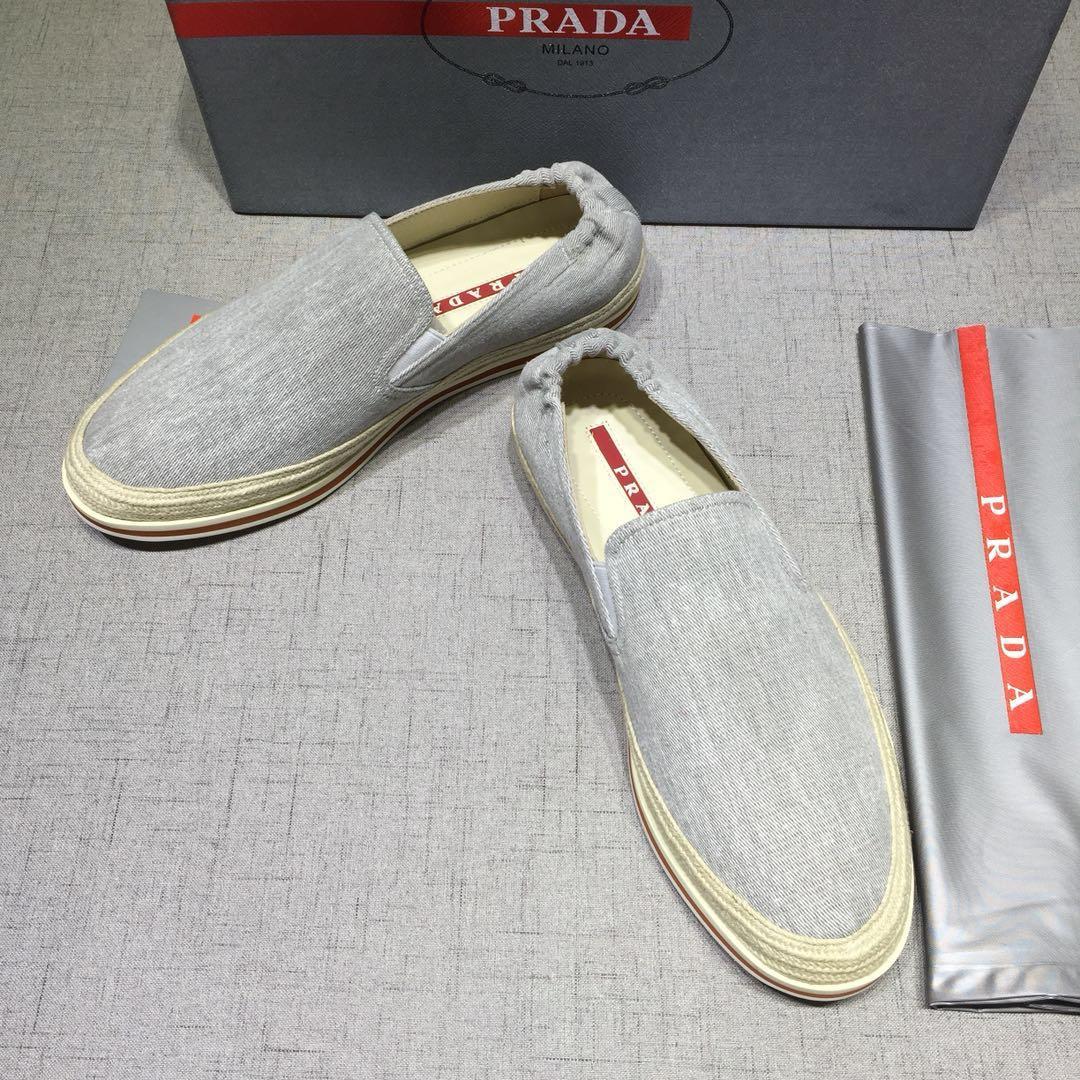 Prada Perfect Quality Sneakers Grey canvas and white rubber sole MS071277