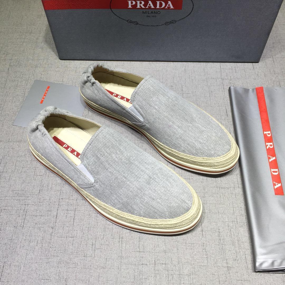 Prada Perfect Quality Sneakers Grey canvas and white rubber sole MS071277