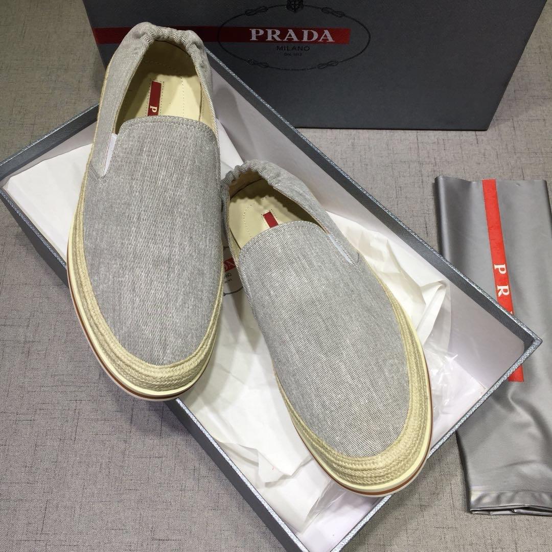 Prada Perfect Quality Sneakers Grey canvas and white rubber sole MS071277