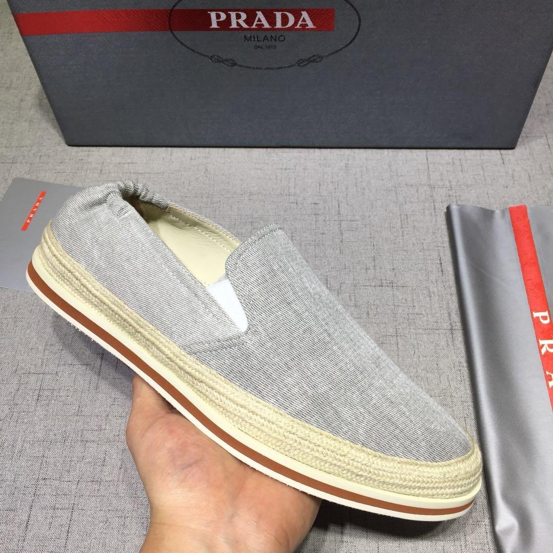 Prada Perfect Quality Sneakers Grey canvas and white rubber sole MS071277