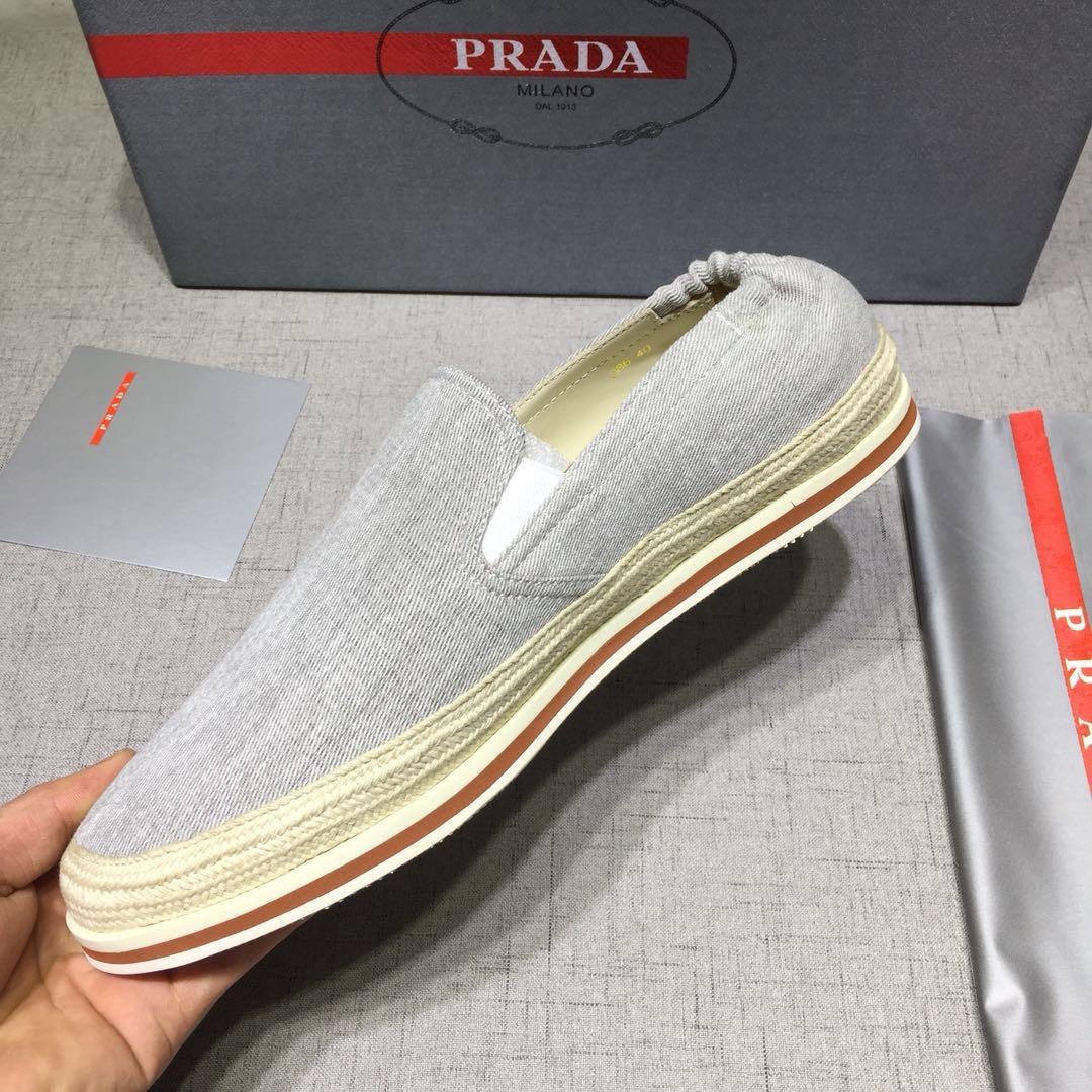 Prada Perfect Quality Sneakers Grey canvas and white rubber sole MS071277