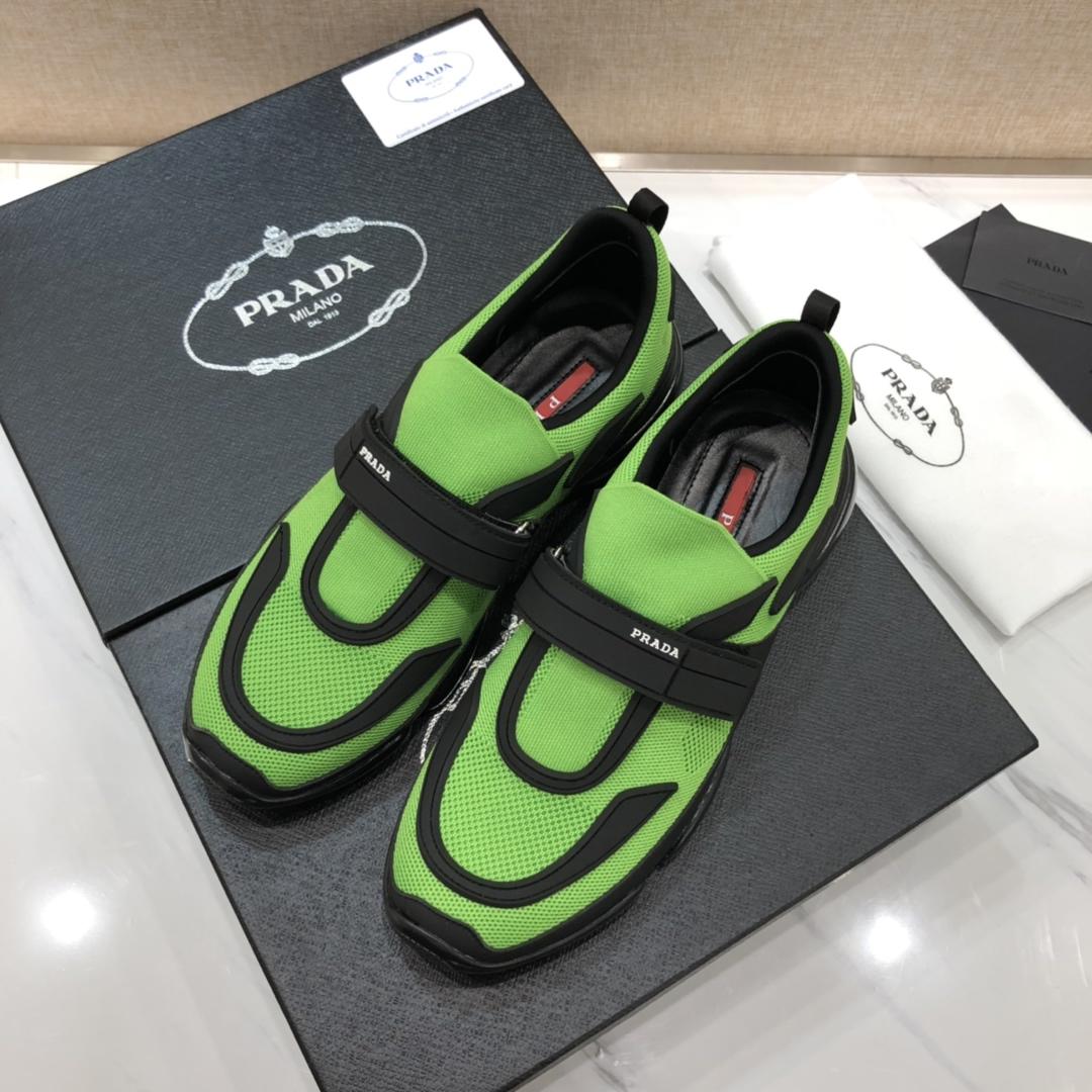 Prada Perfect Quality Sneakers Green and black details with black sole MS071304