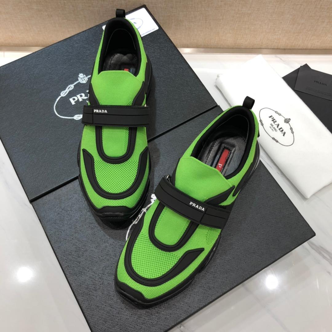 Prada Perfect Quality Sneakers Green and black details with black sole MS071304