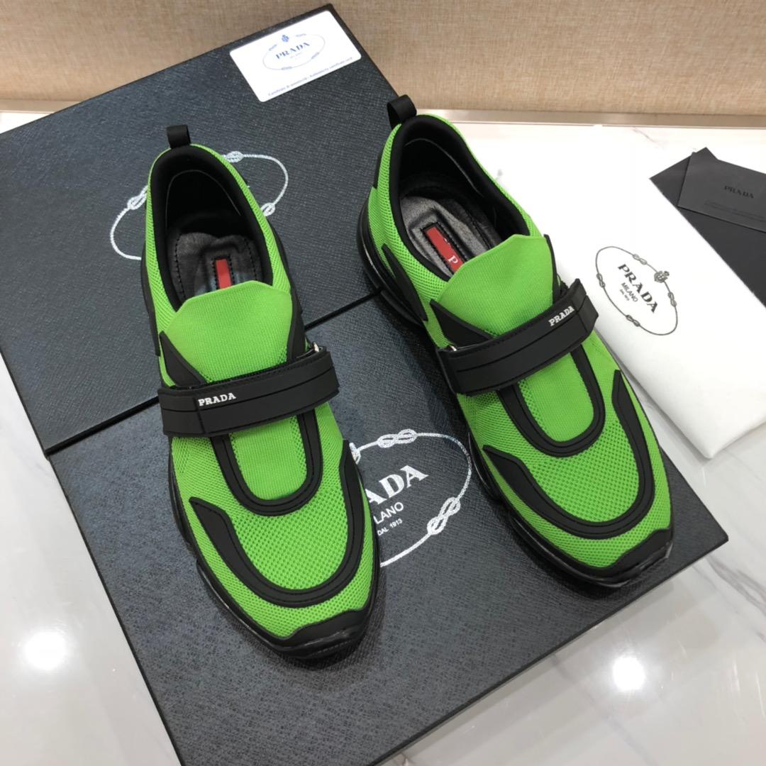 Prada Perfect Quality Sneakers Green and black details with black sole MS071304