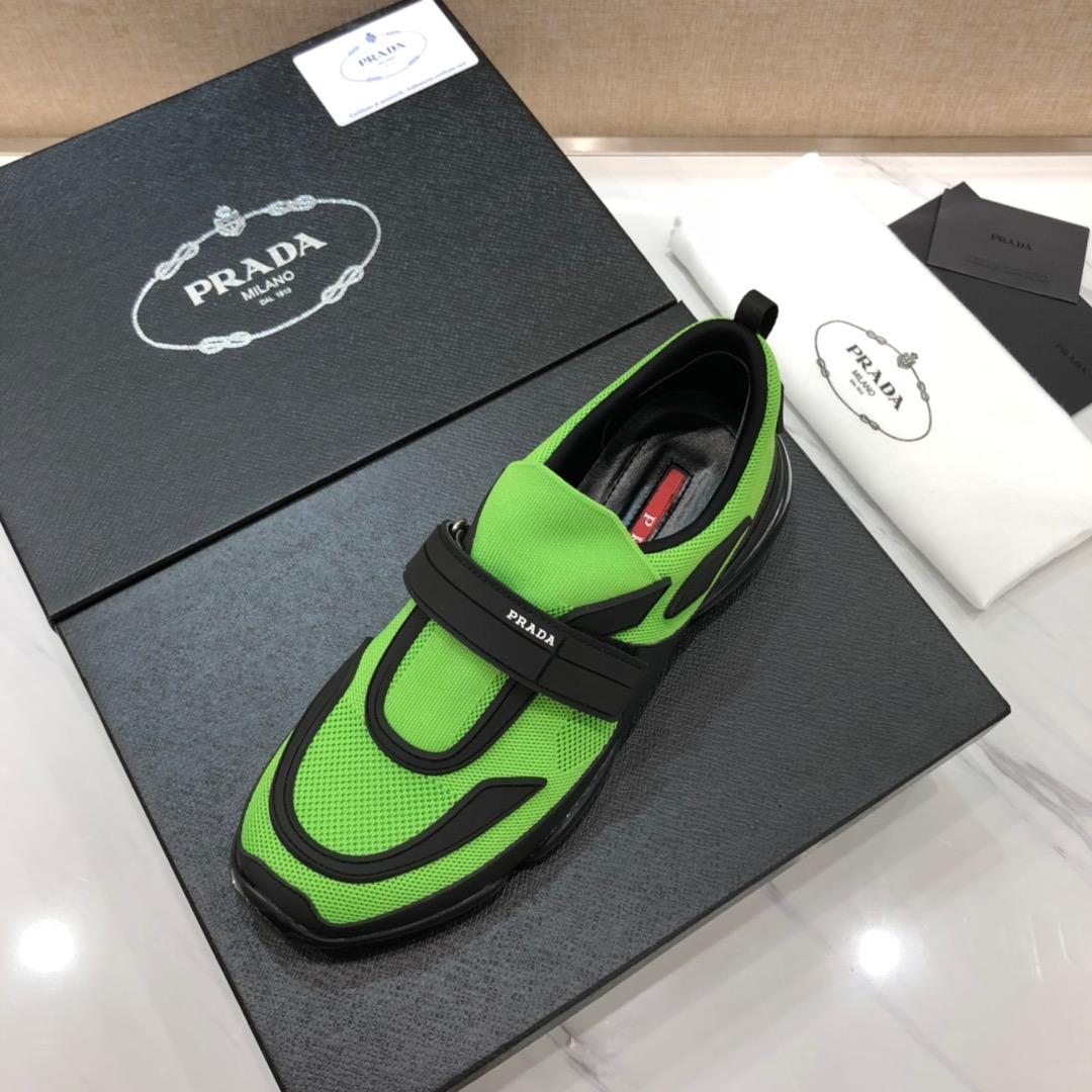 Prada Perfect Quality Sneakers Green and black details with black sole MS071304