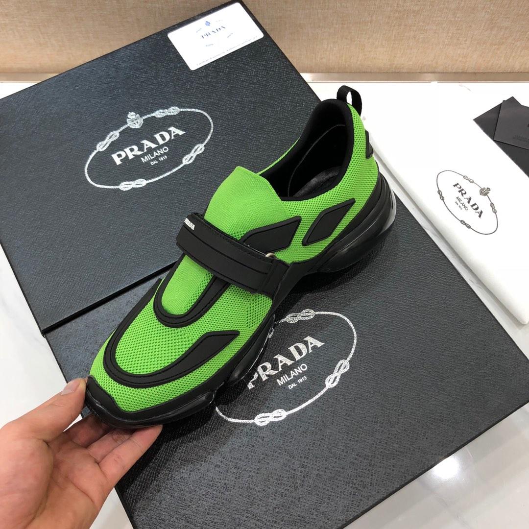 Prada Perfect Quality Sneakers Green and black details with black sole MS071304