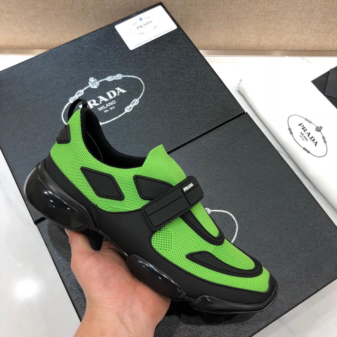 Prada Perfect Quality Sneakers Green and black details with black sole MS071304